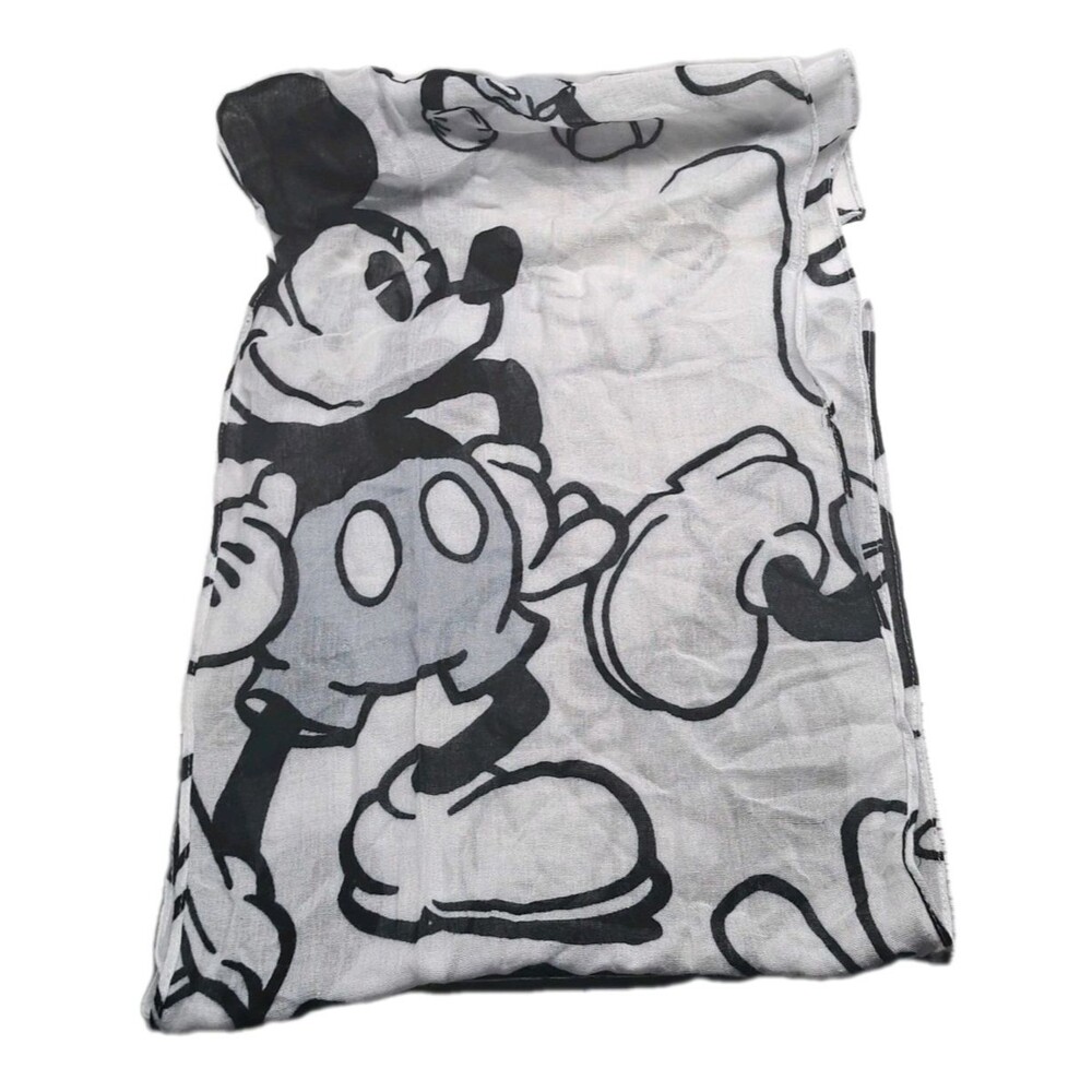 Vintage NEW Disney Parks Classic Mickey Scarf Black & White Size 78 x 14 NWT - Picture 2 of 6